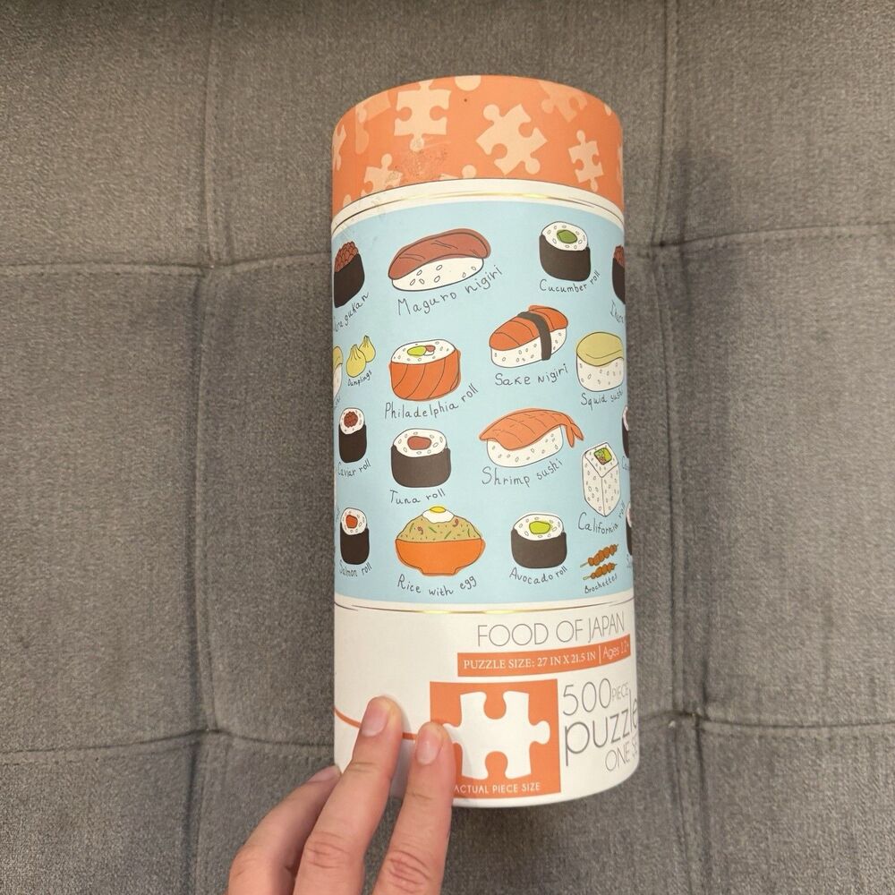 Food of Japan Sushi 500 Piece Interlocking Cardboard Jigsaw Puzzle Tube Canister